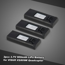 3pcs 3.7V 900mAh Rechargeable LiPo Battery for VISUO XS809W FPV Quadcopter