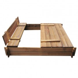 Square impregnated wooden sandpit