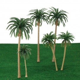 15pcs Miniature Scenery Layout Model Plastic Tree Palm Trees Train Coconut Rainforest Home Garden Decoration