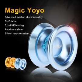 Professional Magic Yoyo T8 Aluminum Alloy Metal Yoyo 8 Ball KK Bearing with String for Kids Lake Blue
