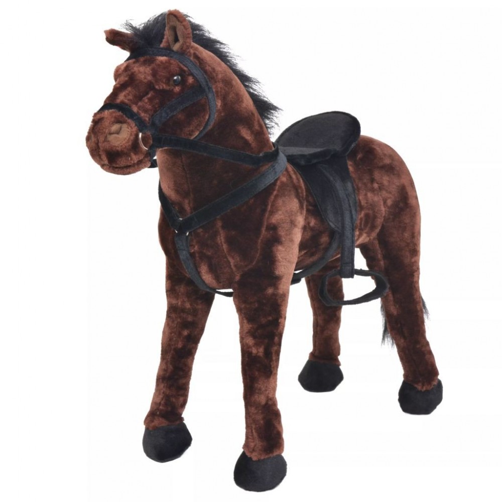 Plush Toy Standing Horse Dark Brown XXL