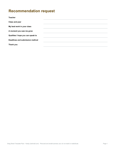 Preview of the first page of Teacher request sheet (DOCX/PDF)